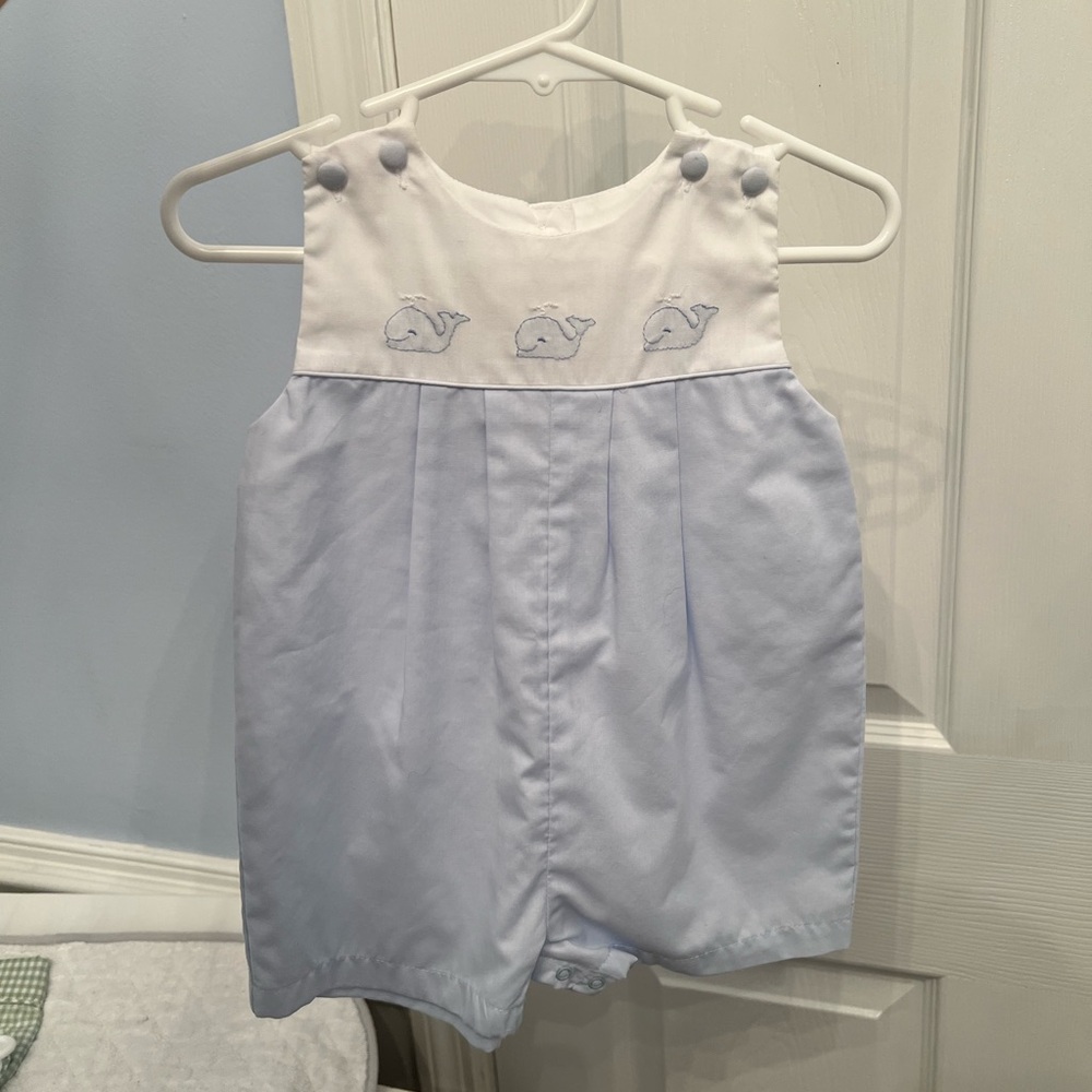whale embroidered romper